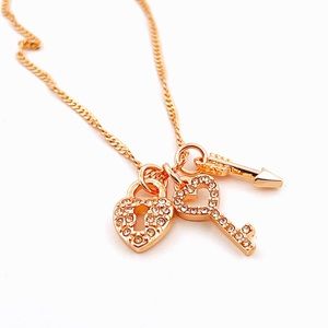 Rose Gold Tone Lock and Key Charm Necklace - NWT